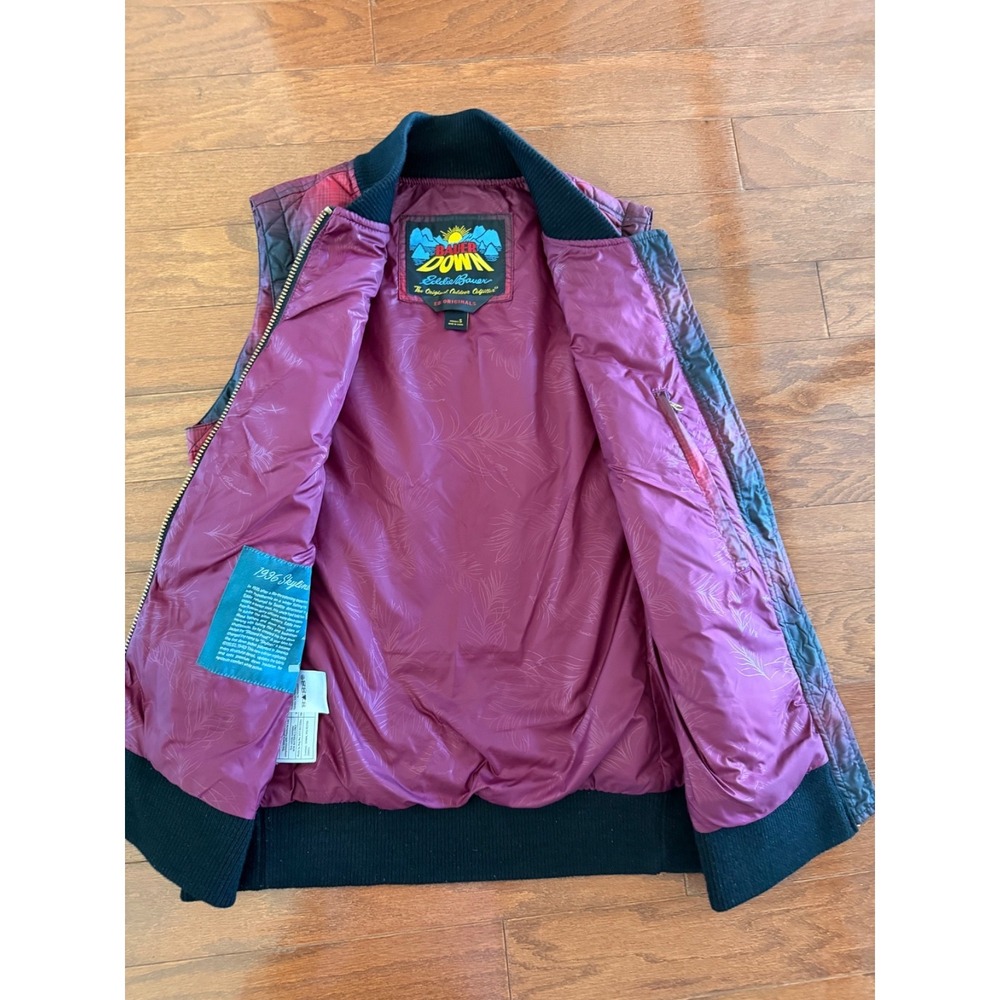 Eddie Bauer Down Packable Quilted Zip Up Vest Pockets Maroon/Black Womens Small - Picture 4 of 12